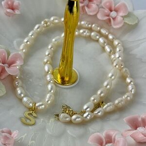 Baroque Pearl Initial Necklace